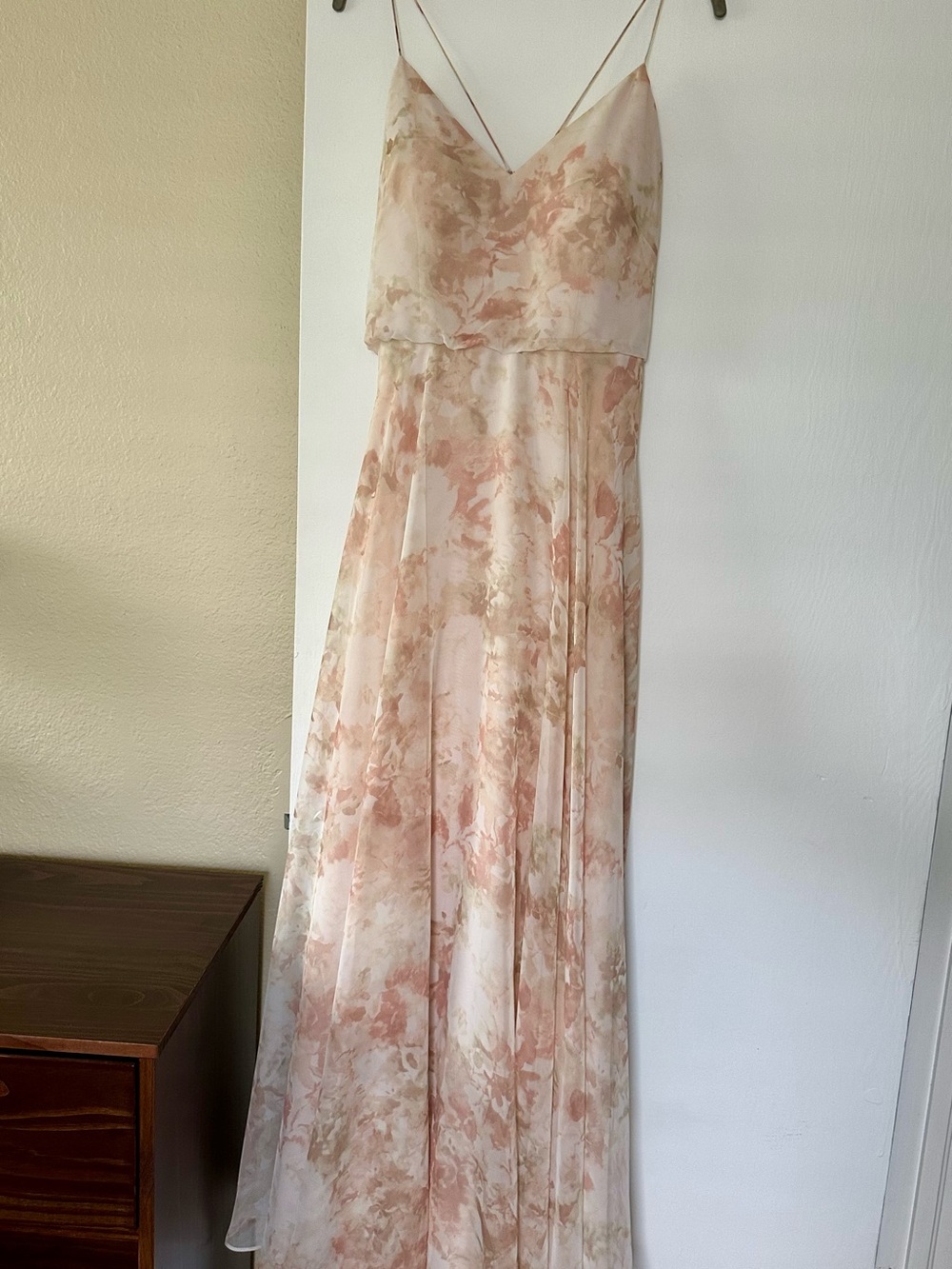 Size 8 Jenny Yoo Blush Pink Floral Maxi Dress